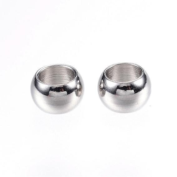 201 Stainless Steel Beads, Rondelle, Large Hole Beads