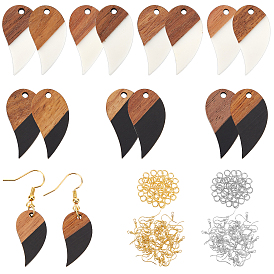 Olycraft kit de fabrication de boucles d'oreilles pendantes en forme de larme, y compris les pendentifs en résine et en bois de noyer, Crochets d'oreille en laiton, fer Anneaux ouverte