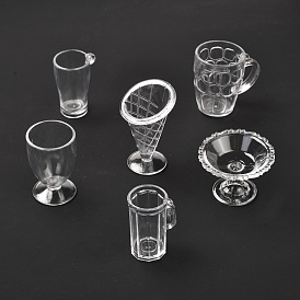 6 ensemble de gobelets de jeu en plastique transparent, tasses miniatures de simulation, jouets de moule en argile pour enfants