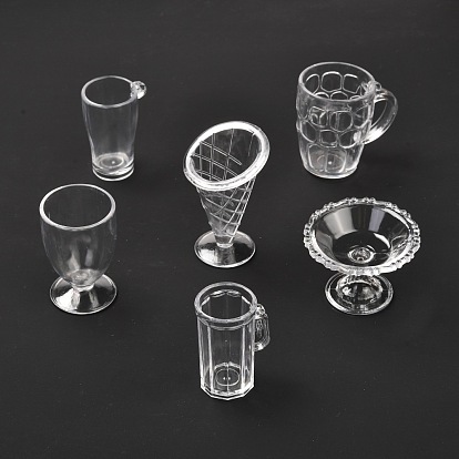 6Pcs Transparent Plastic Food Play Cup Set, Simulation Miniature Cups, Children Clay Mold Toys