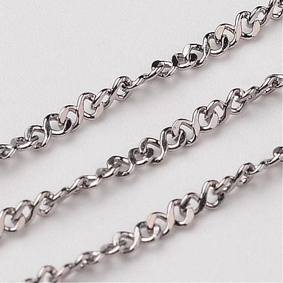 304 Stainless Steel Twisted Chains Curb Chain, Faceted, Soldered, 1.5x1mm