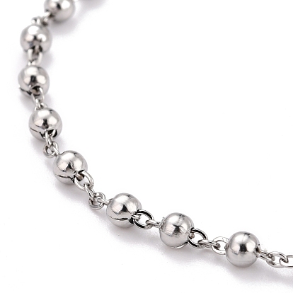 304 inoxydable colliers en acier chapelet de perles pour la pâques, avec pendentifs ovales avec maillon vierge marie et croix crucifix