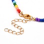 Glass Seed Beads Beaded Necklaces, with Brass Curb Chains