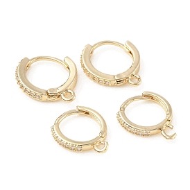 Brass with Rhinestone Hoop Earring Finding, Round