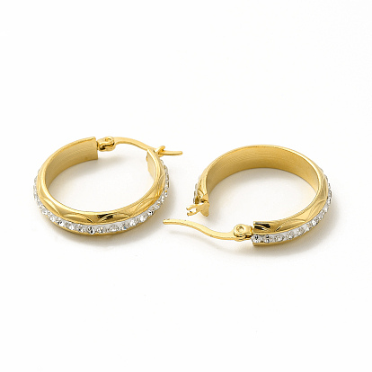 Crystal Rhinestone Hoop Earrings, 304 Stainless Steel Jewelry for Women