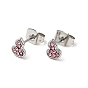 Rhinestone Gourd Stud Earrings with 316 Surgical Stainless Steel Pins, 304 Stainless Steel Jewelry for Women