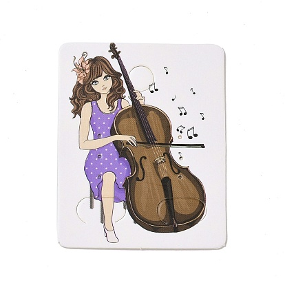 Rectangle Paper Earring Display Card with Hanging Hole, Jewelry Display Cards for Earring Display, Musical Instruments/Girl/Heart/Triangle/Flower Pattern