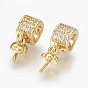Brass Micro Pave Cubic Zirconia Peg Bails Pendants, For Half Drilled Beads