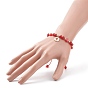 5Pcs 5 Style Alloy Enamel Cross Charm Bracelets Set, Natural Mixed Gemstone & Resin Evil Eye Braided Adjustable Bracelets for Women