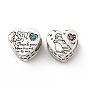 Rack Plating Alloy Rhinestone European Beads, Large Hole Beads, Heart with Dog & Word Thank You for Being with Me