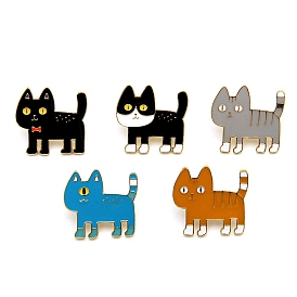 Cat Enamel Pin, Light Gold Alloy Animal Brooch for Backpack Clothes