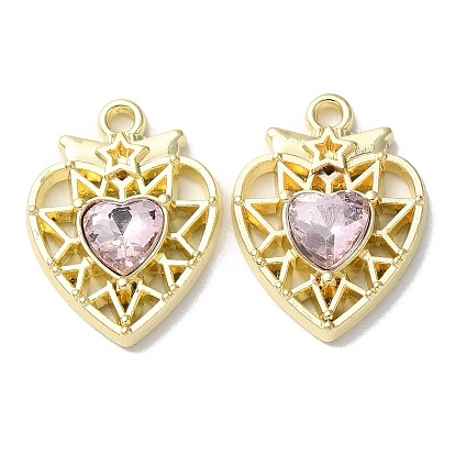 Eco-Friendly Alloy Pendants, with Glass, Heart