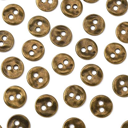 Tibetan Style Buttons, Cadmium Free & Lead Free, Flat Round, 13x2mm, Hole: 2.5mm