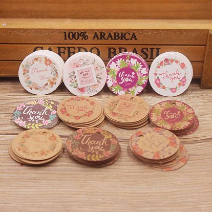 Paper Gift Tags, Hange Tags, For Arts and Crafts, Thanksgiving, Round with Flower Pattern