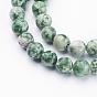 Gemstone Beads Strands, Green Spot Jasper, Round