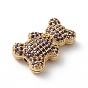 Real 18K Gold Plated Rack Plating Brass Micro Pave Cubic Zirconia Beads, Long-Lasting Plated, Cadmium Free & Lead Free, Bear