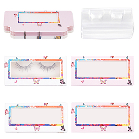 Olycraft Foldable Creative Kraft Paper Box, Eyelash Boxes, with Plastic Clear Window, Rectangle with Butterfly Pattern