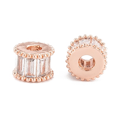 Laiton micro pavé de perles de zircone cubique claires, avec émail et anneau de saut, plaqué longue durée, rondelle