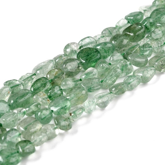 Brins de perles de quartz vert naturel, nuggets, pierre tombée