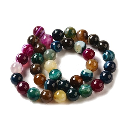 Ágata piedra preciosa natural hebras de perlas ronda, teñido, 10 mm, agujero: 1 mm, sobre 38 unidades / cadena, 14.96 pulgada