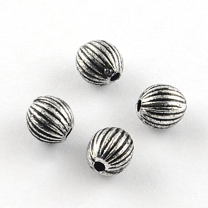 Round Antique Acrylic Corrugated Beads, 6mm, Hole: 1.5mm, about 4100pcs/500g