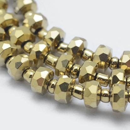 Electroplate Glass Beads Strands, Full Plated, Faceted, Column