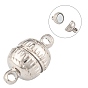 Brass Magnetic Clasps with Loops, Nickel Free, Round
