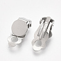 304 Stainless Steel Clip-on Earring Findings, with Round Flat Pad, Flat Round