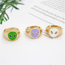 Retro Alien Ring - Adjustable Open Band for Men and Women, Stylish and Unique