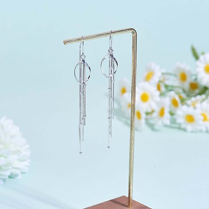 925 Sterling Silver Teardrop with Chain Tassel Dangle Earrings, Long Drop Ear Thread for Women