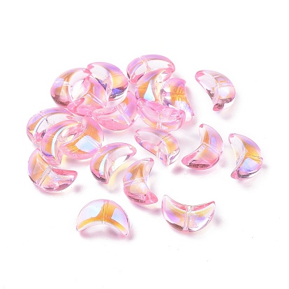 Perles en verre electroplate transparent , de couleur plaquée ab , lune