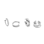 Brass Micro Pave Clear Cubic Zirconia Cuff Earrings Sets