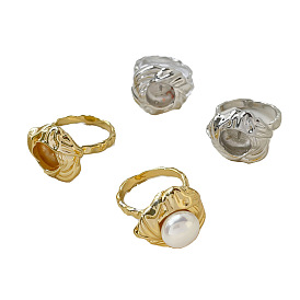 Brass Finger Ring Findings, For Half-drilled Beads