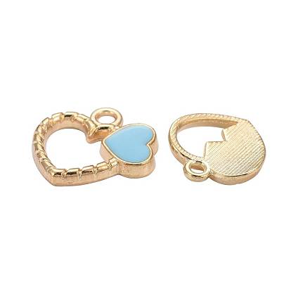 48Pcs 8 Style Light Gold Plated Alloy Enamel Charms, Heart