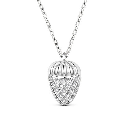 SHEGRACE 925 Sterling Silver Pendant Necklaces, with Grade AAA Cubic Zirconia, Acorn