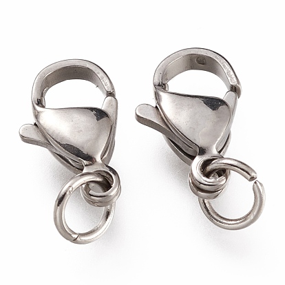 304 Stainless Steel Lobster Claw Clasps, With Jump Ring