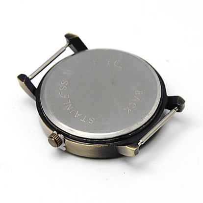 Alloy Watch Face Watch Head Watch Components, Flat Round, 40x35x8mm, Hole: 20x1mm