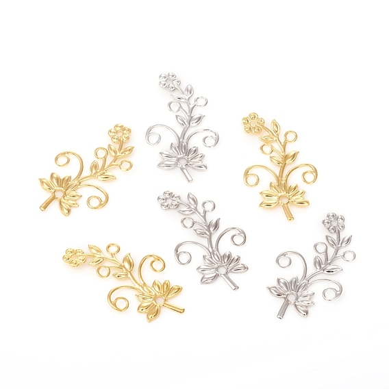 Brass Links Connectors, Long-Lasting Plated, Flower