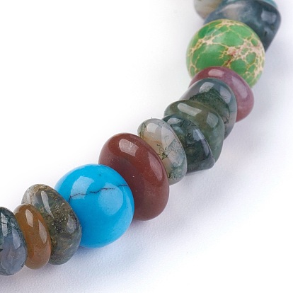 Bracelets stretch bijoux chakra, avec des perles de pierre naturelles et synthétiques mélangées