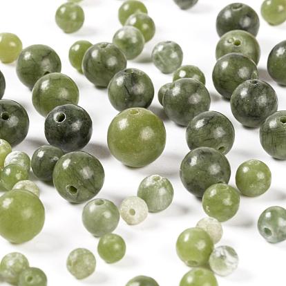 340 piezas 4 tamaños cuentas de piedras preciosas naturales, taiwán jade, poder curativo de piedra de energía natural para la fabricación de joyas, rondo, verde oliva
