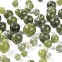 340 piezas 4 tamaños cuentas de piedras preciosas naturales, taiwán jade, poder curativo de piedra de energía natural para la fabricación de joyas, rondo, verde oliva