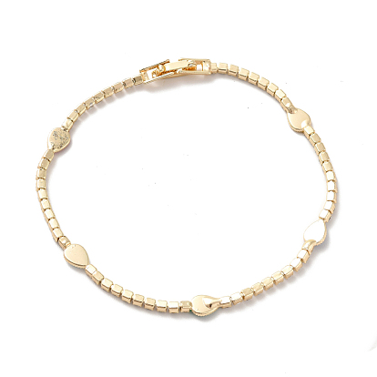 Bracelet de tennis en zircone cubique transparente avec mauvais œil en forme de larme en émail, bracelet de chaînes de lien de fer de placage de support pour des femmes, or