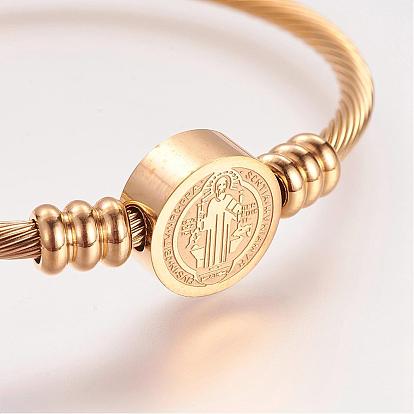 304 définit bijoux en acier inoxydable, bague et bracelets, Saint benedict
