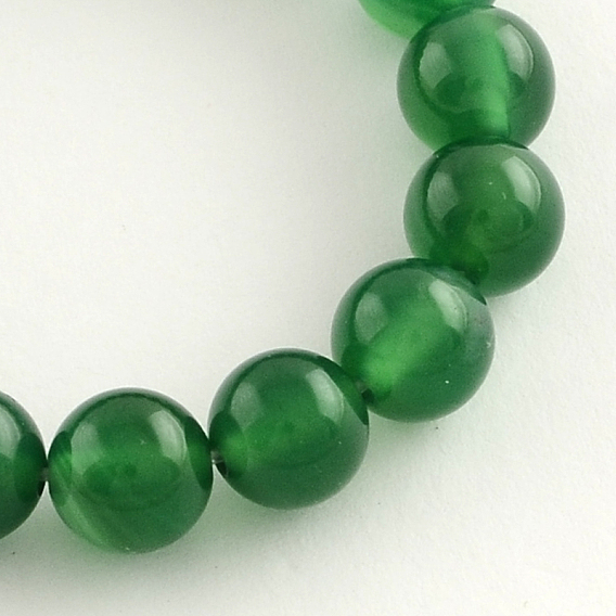 Round Natural Green Onyx Agate Beads Strands, Dyed