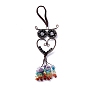 Natural Gemstone Big Pendant Decorations, with Brass Findings, Owl, Cadmium Free & Lead Free