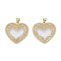 Brass Micro Pave Clear Cubic Zirconia Pendants, Heart