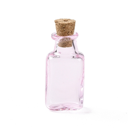 Bouteilles en verre miniatures rectangulaires, avec bouchons en liège, bouteilles de vœux vides, pour accessoires de maison de poupée, fabrication de bijoux