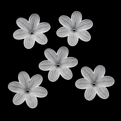 Acrylic Beads, Frosted, 6-Petal Flower