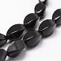 Brins de perles d'onyx noir naturel, Grade a, teints et chauffée, torsion ovale  