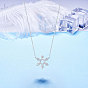 SHEGRACE 925 Sterling Silver Pendant Necklaces, with Grade AAA Cubic Zirconia, with 925 Stamp, Snowflake